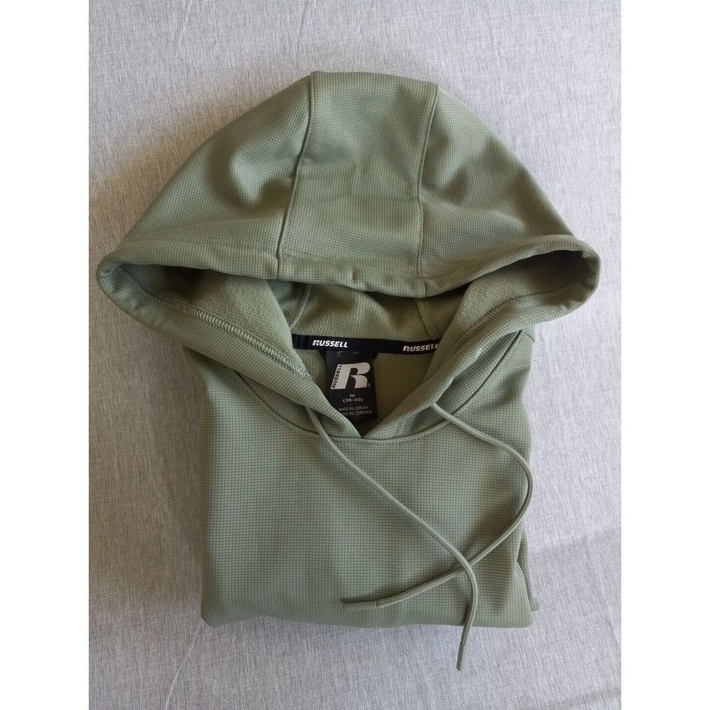 Russell Men Medium 38-40 Fleece‎ Hoody Drawstring Sweater Military Green Jacket - Picture 12 of 12